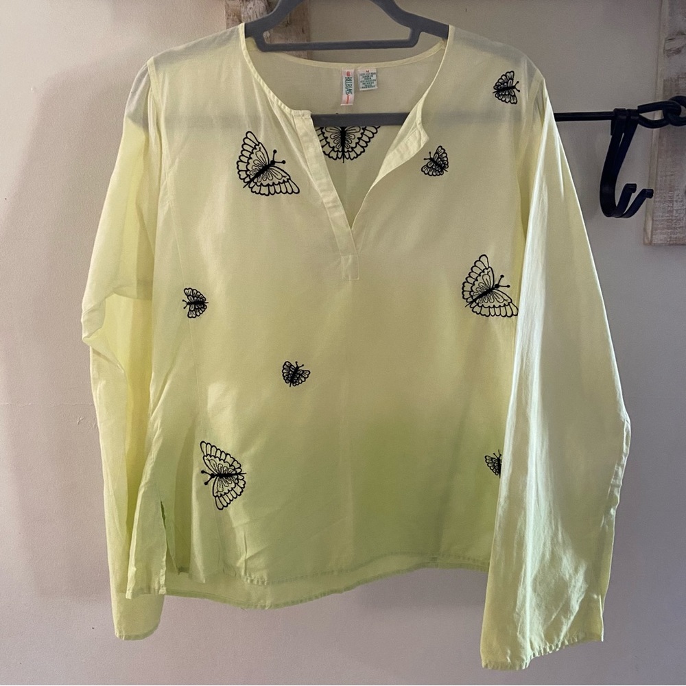 Bill Blass vintage Y2K butterfly embroidered ombre top